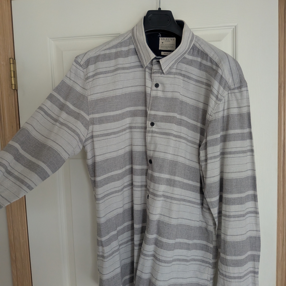 Gray Striped Dress Shirt